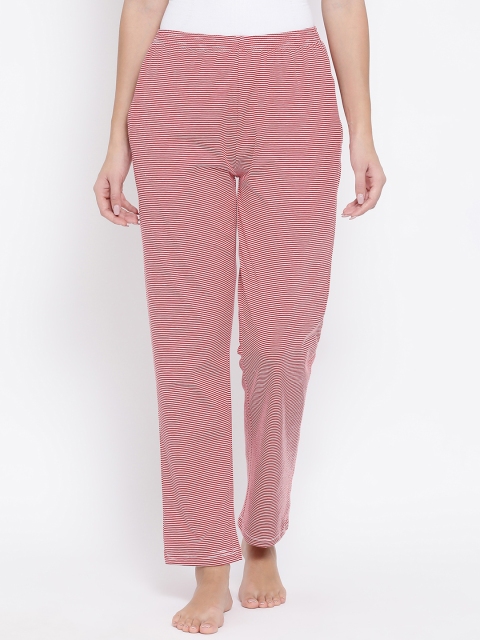 

Clovia Women Red Striped Lounge Pants LB0175P04S