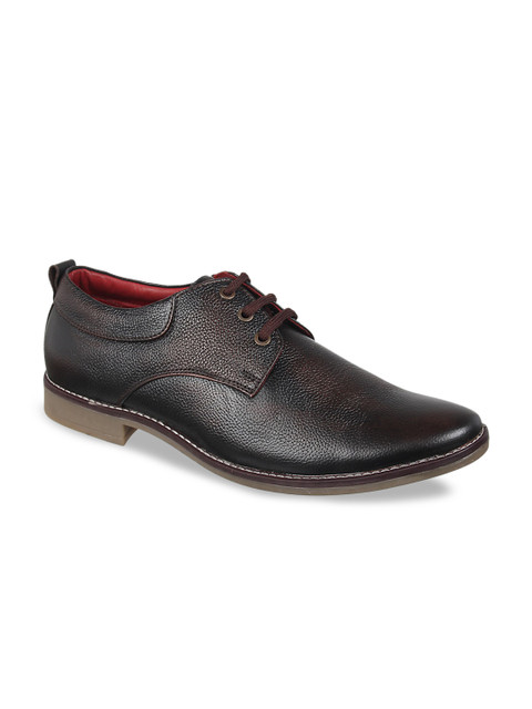 

Vardhra Men Black Solid Leather Formal Derbys