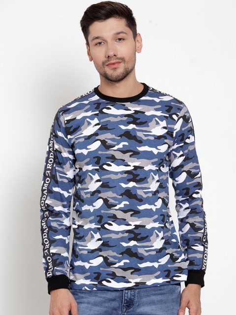 

Rodamo Men Blue Printed Round Neck T-shirt