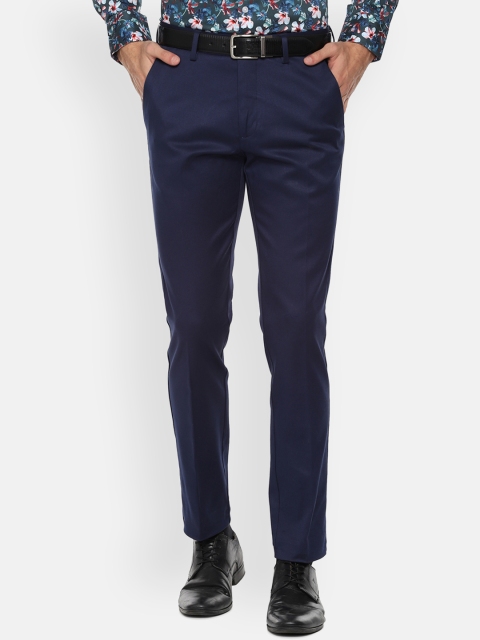 

Louis Philippe Men Navy Blue Super Skinny Fit Solid Formal Trousers