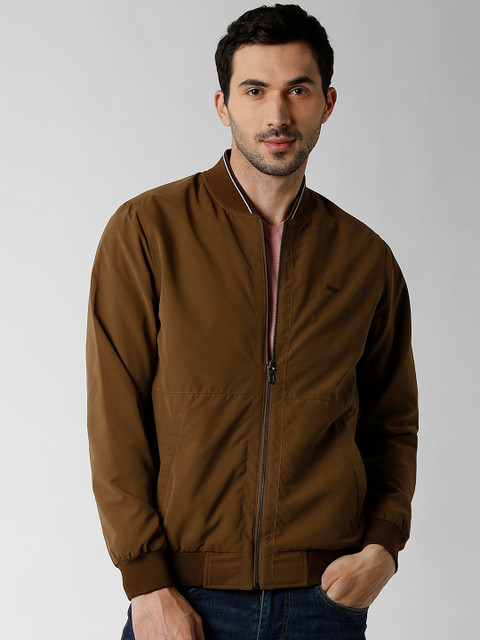 

Peter England Casuals Men Olive Green Solid Bomber
