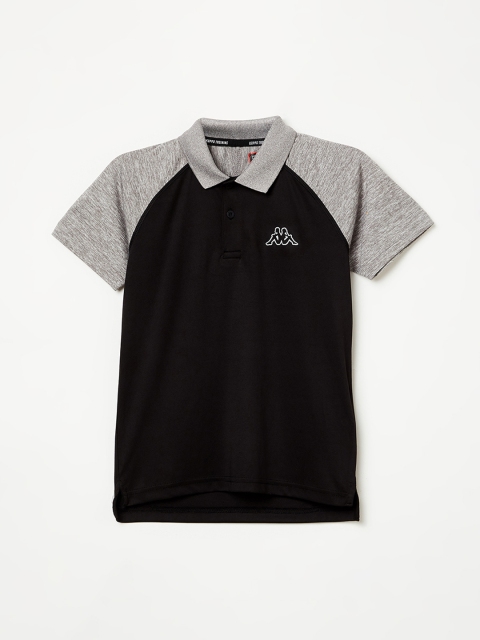 

Kappa Boys Black & Grey Colourblocked Polo Collar T-shirt