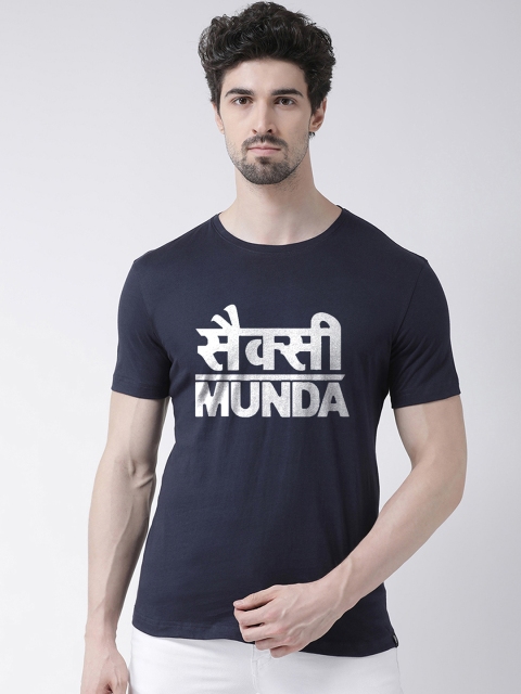 

Friskers Men Navy Blue Printed Round Neck T-shirt