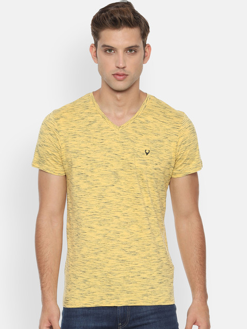 

Solly Jeans Co. Men Yellow Solid V-Neck Slim Fit T-shirt