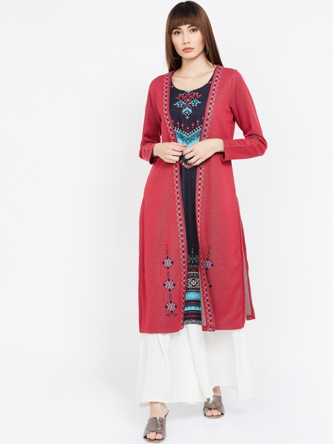

Melange by Lifestyle Women Red & Blue Printed Straight Kurta