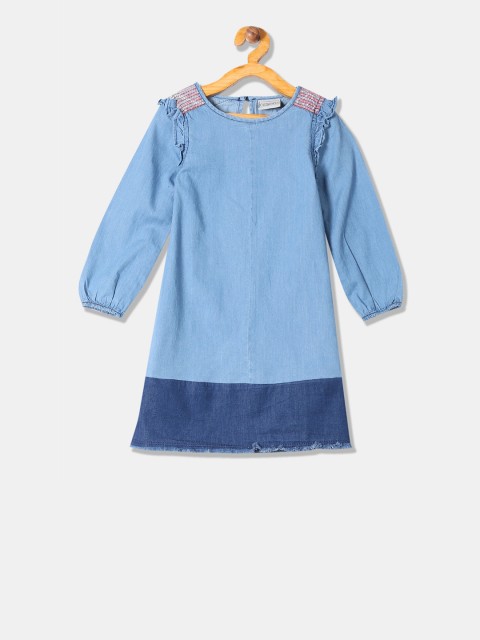 

Cherokee Girls Blue Colourblocked A-Line Dress