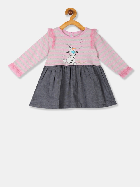 

Colt Girls Pink & Grey Frozen Printed Fit and Flare Dress