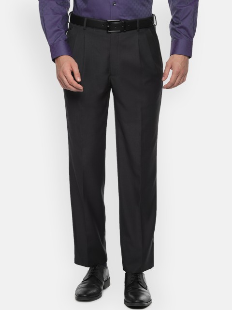

Louis Philippe Men Black Slim Fit Solid Formal Trousers