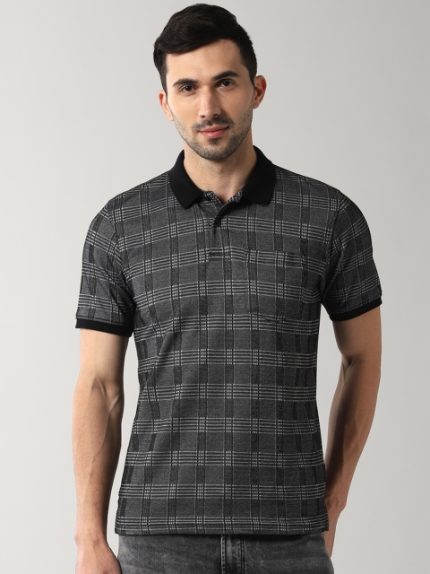 

Peter England Casuals Men Grey Checked Polo Collar T-shirt