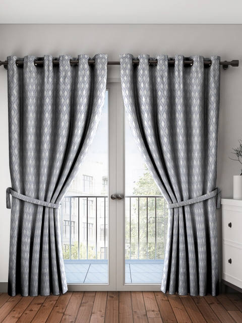 

NEUDIS Blue & Off-White Set of 2 Jacquard Door Curtains