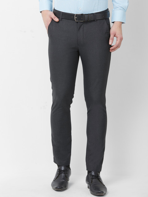

Solemio Men Grey Tapered Fit Solid Formal Trousers