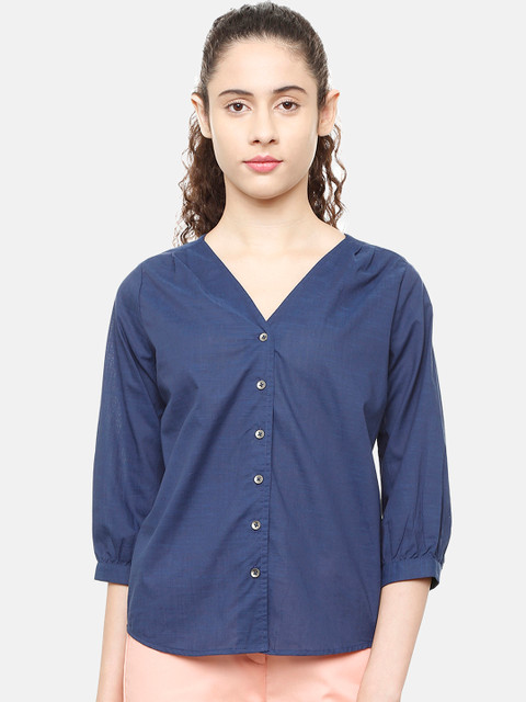 

Van Heusen Woman Blue Solid Shirt Style Top
