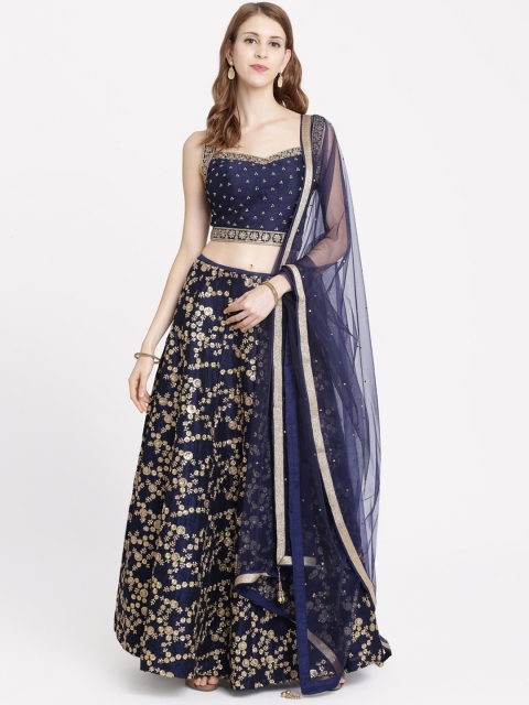 

Koskii Navy Blue Ready to Wear Lehenga & Blouse with Dupatta