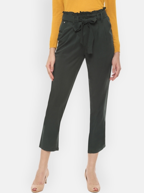 

Allen Solly Woman Women Olive Green Regular Fit Solid Peg Trousers