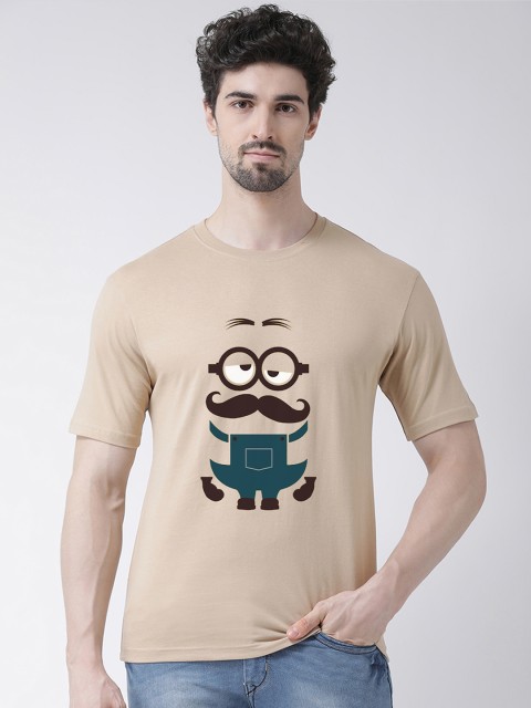 

Friskers Men Beige & Black Minion Printed Round Neck T-shirt