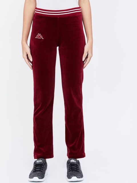 

Kappa Women Burgundy Solid Track Pants