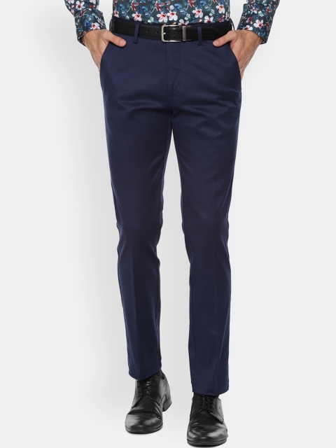 

Louis Philippe Men Navy Blue Super Skinny Fit Solid Formal Trousers