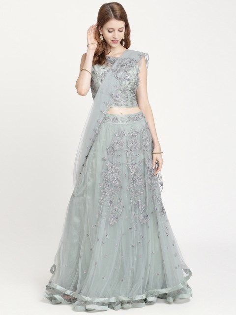 

Koskii Grey Ready to Wear Lehenga & Blouse with Attached Dupatta