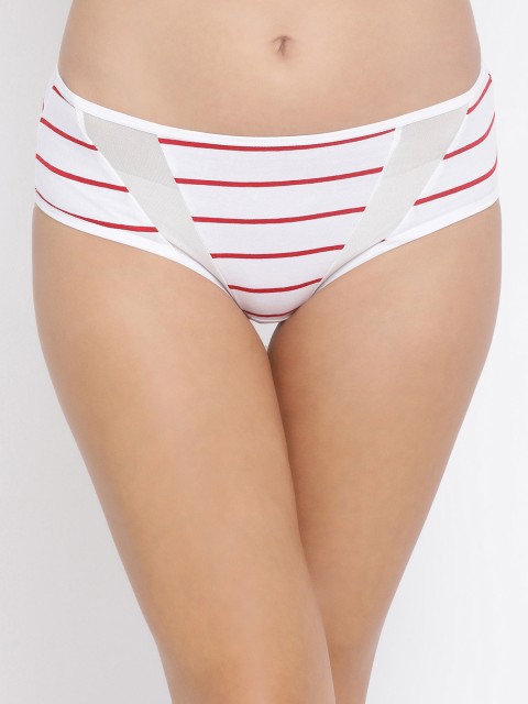 

Clovia Women White & Red Striped Mid Waist Hipster Briefs PN2670P18S