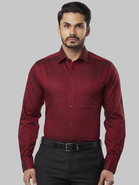 

Raymond Men Red & Black Slim Fit Self Design Formal Shirt