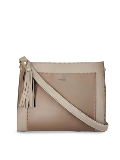 

Toteteca Beige Colourblocked Shoulder Bag
