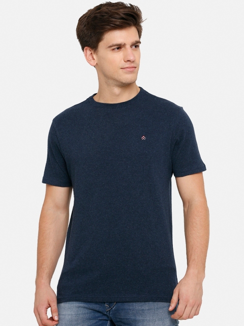 

Steenbok Men Navy Blue Solid Round Neck Slim Fit T-shirt