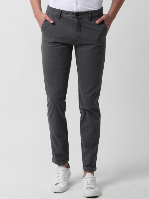 

Peter England Casuals Men Grey Slim Fit Self Design Chinos
