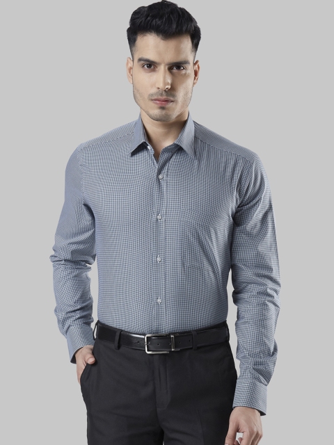 

Raymond Men Navy Blue & Black Regular Fit Checked Formal Shirt