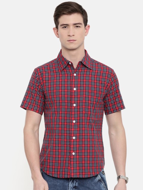 

Joven Men Red & Black Slim Fit Checked Casual Shirt