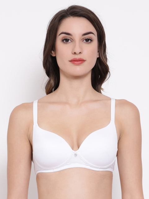

Clovia White Solid Non-Wired Lightly Padded T-shirt Bra BR1636A1830