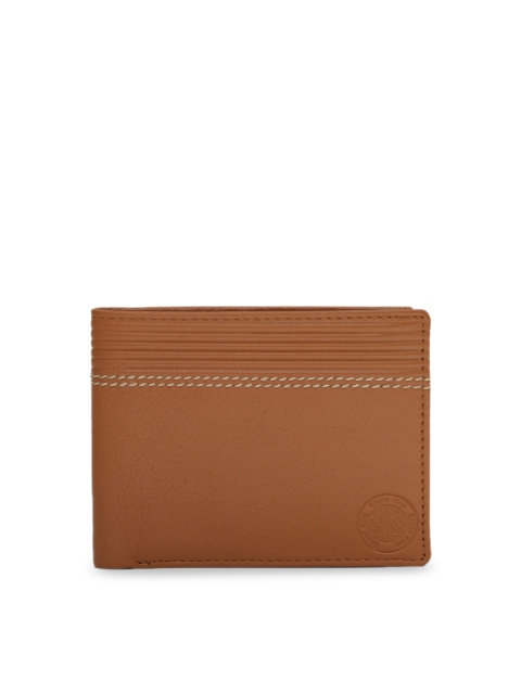 

STYLER KING Men Tan brown Solid Leather Two Fold Wallet