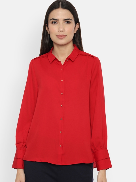 

Van Heusen Woman Women Red Regular Fit Solid Casual Shirt