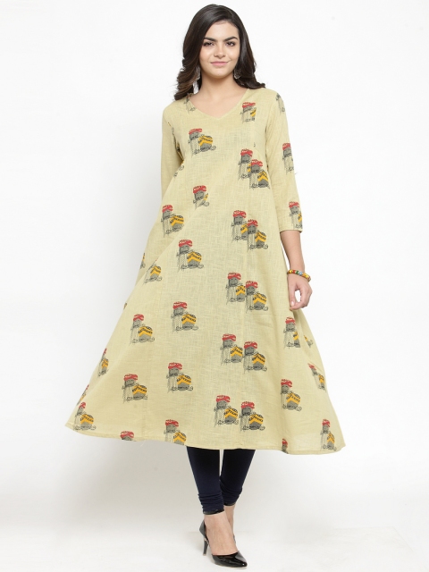 

Kiaasa Women Beige & Grey Printed A-Line Kurta