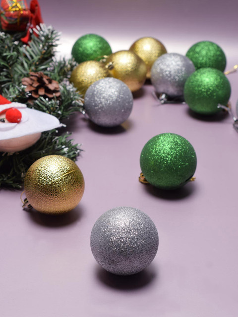 

Archies Set of 12 Plastic Shatterproof X-Mas Decoration Balls, Green