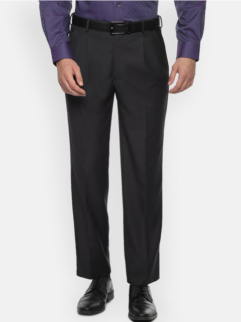 

Louis Philippe Men Black Slim Fit Solid Formal Trousers