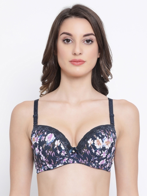 

Clovia Blue & White Printed Underwired Lightly Padded T-shirt Bra