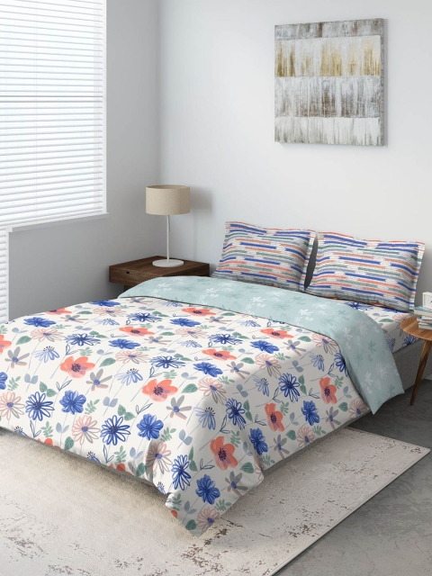 

DDecor Blue & White Printed Bedding Set