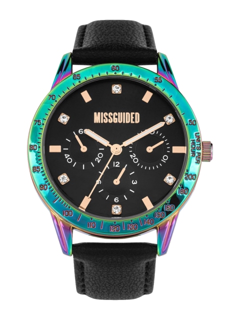 

Missguided Women Black & Green Analogue Leather Watch MG004BUPM