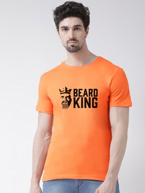 

Friskers Men Orange Printed Round Neck T-shirt