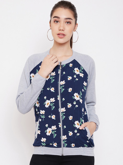 

PURYS Women Grey Printed Bomber Jacket