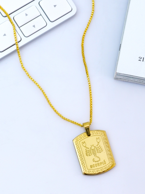 

Dare by Voylla Men Gold-Plated Rashi Signs Scorpio Zodiac Handcrafted Pendant With Chain