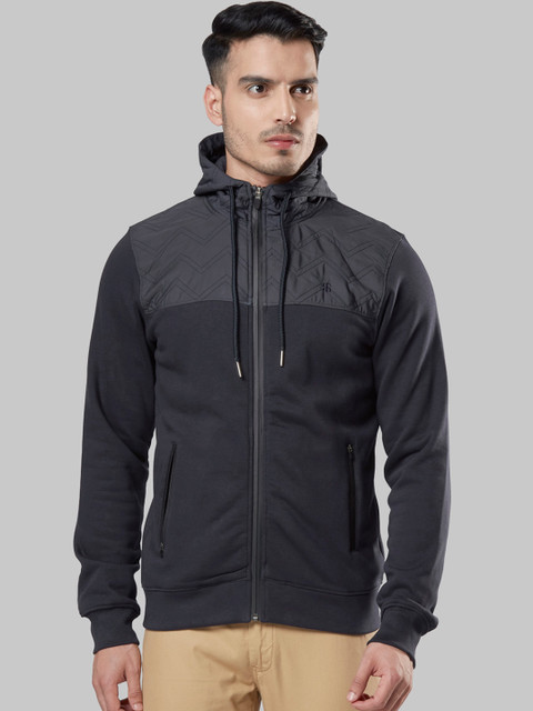 

Raymond Men Blue Solid Hooded Sweatshirt