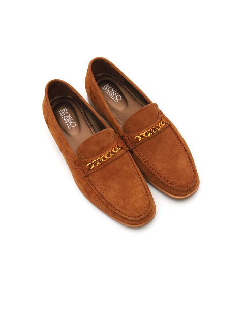 

ROSSO BRUNELLO Men Tan Brown Solid Semi Formal Suede Loafers