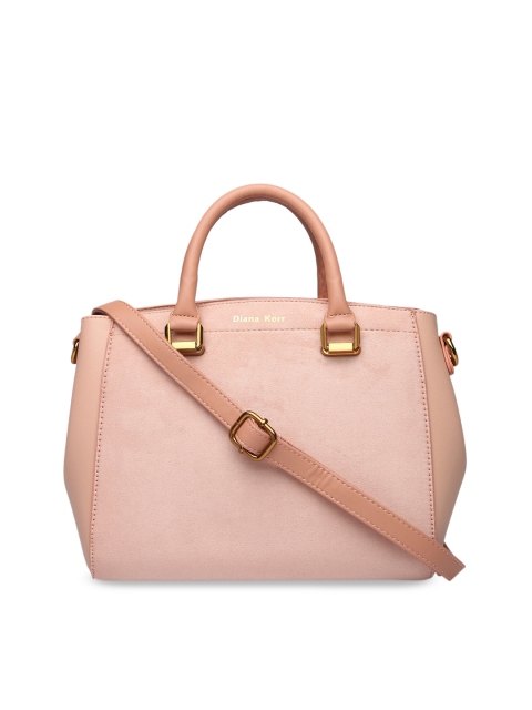 

Diana Korr Peach-Coloured Colourblocked Handheld Bag