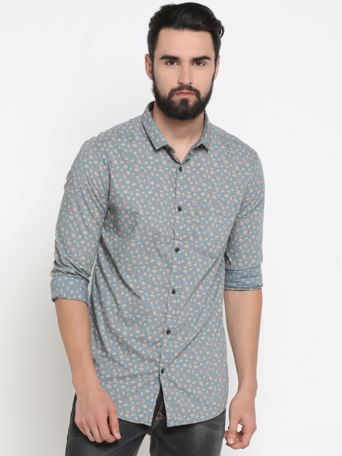 

SHOWOFF Men Sea Green & Off-White Printed Slim Fit Casual Shirt
