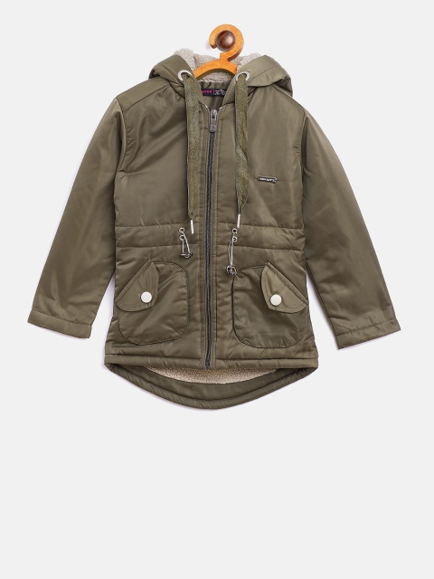 

Ziama Girls Olive Green Solid Lightweight Padded Jacket