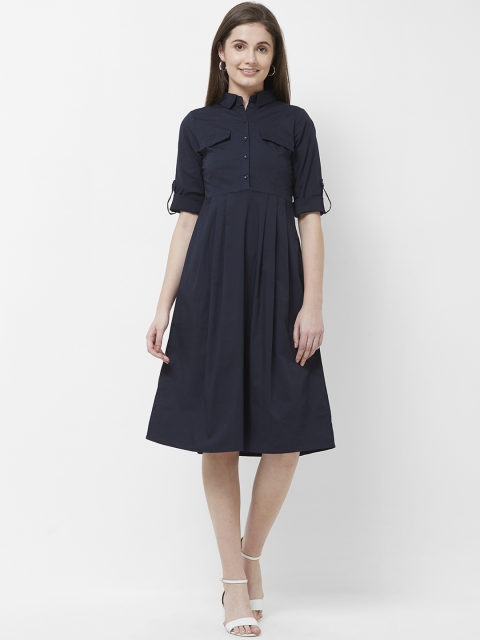 

109F Women Black Solid Shirt Dress