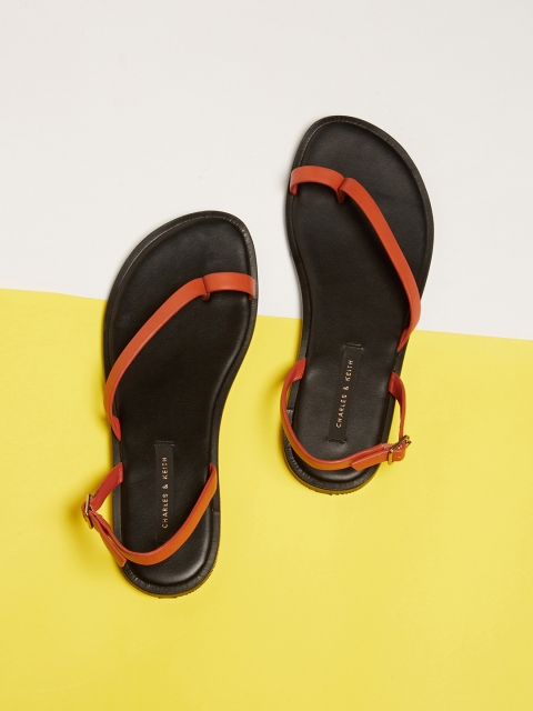 CHARLES & KEITH Women Orange Solid Open Toe Flats