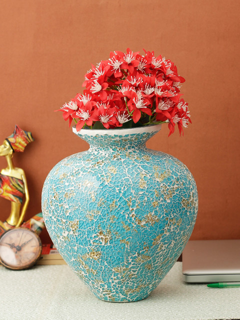 

Aesthetic Home Solutions White & Blue Mosaic Textured Vase