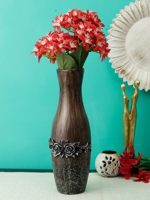 

Aesthetic Home Solutions Brown & Black Flower Embossed Vase